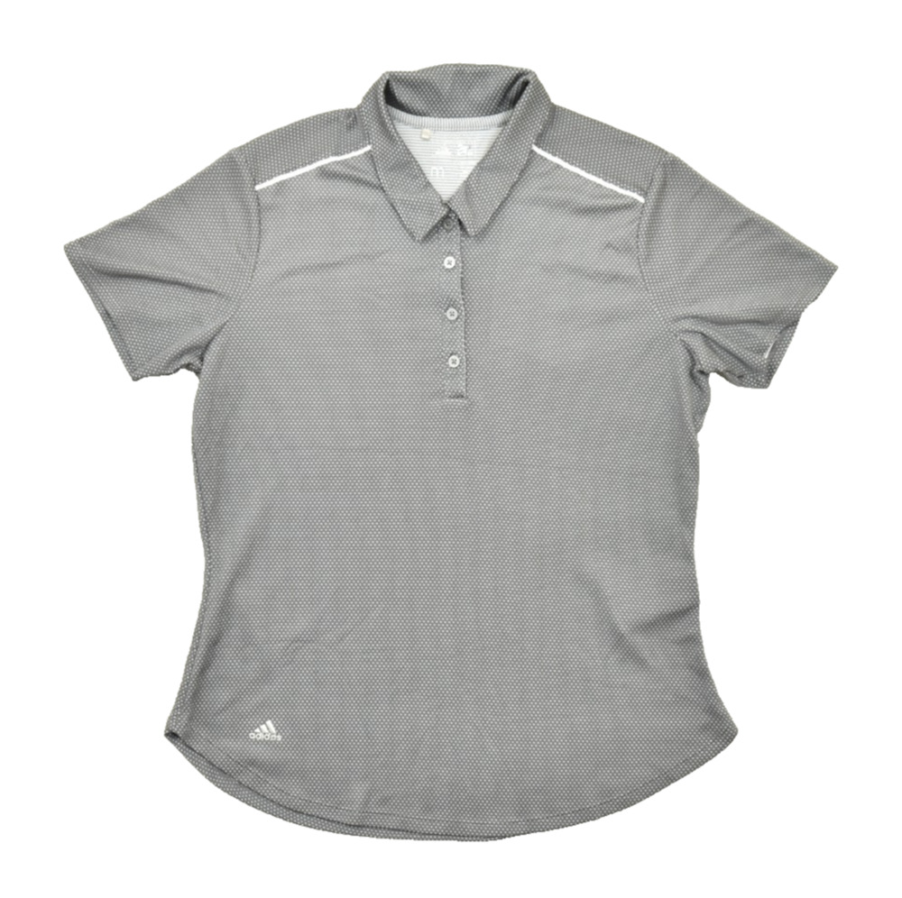 Adidas Golf Women's Size Medium Gray Polka Dot Short Sleeve Polo Shirt